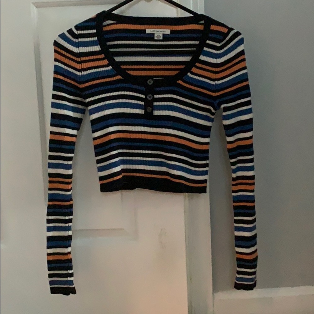 Long sleeved, striped, crop top